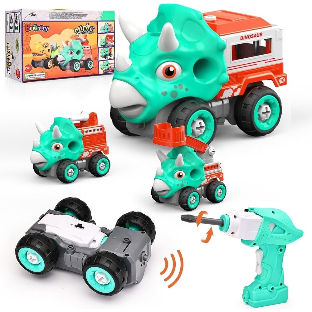 Take Apart Triceratops Dinosaur Remote Control Cars w/Electric Drill for Kids